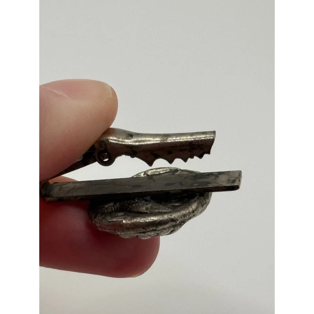 Vintage Tie Clip Greek Faux Tetradrachm Coin Silver Tone
